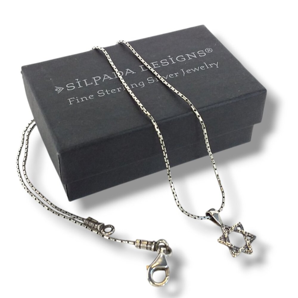 Silpada 925 Sterling Silver Star of David Pendant Necklace 16in Jewish Retired